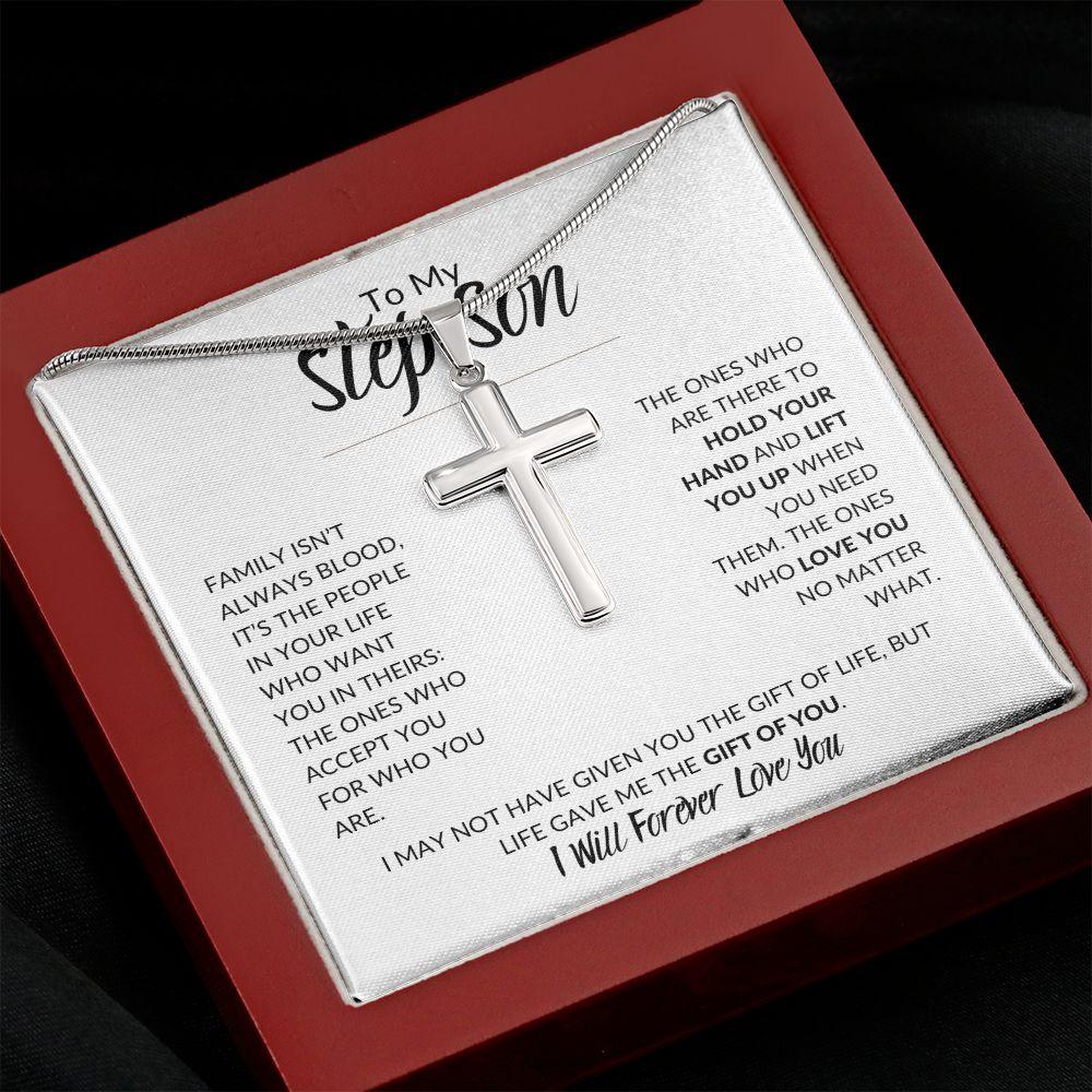 To My Step Son | I Will Forever Love You | Cross Necklace - ALL4THEGIFTOFIT