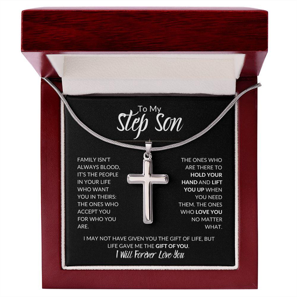 To My Step Son | You are my Greatest Gift | Cross Necklace - ALL4THEGIFTOFIT