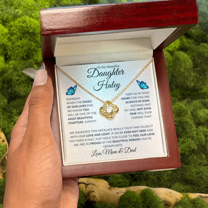 (TOP SELLER 🔥)Personalized To Our Beautiful Daughter... | Love Knot Necklace