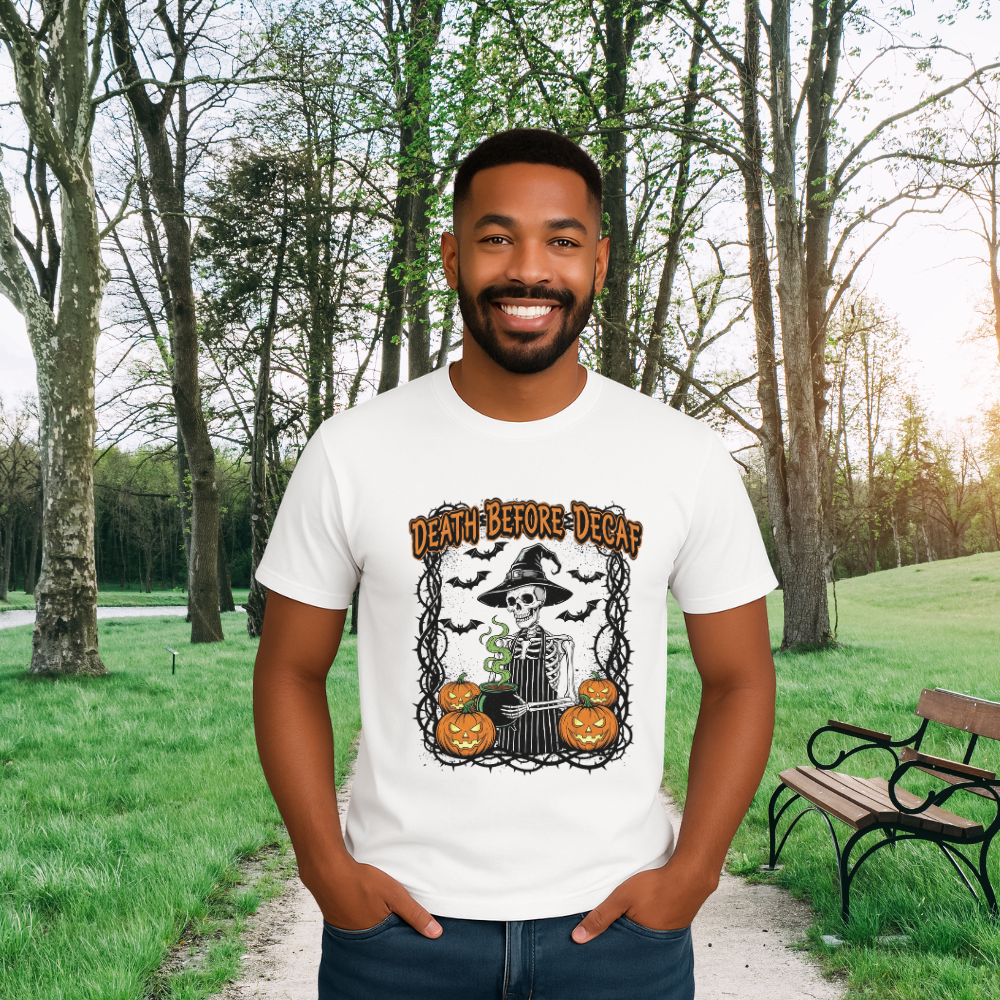 Death Before Decaf Skeleton Barista Shirt