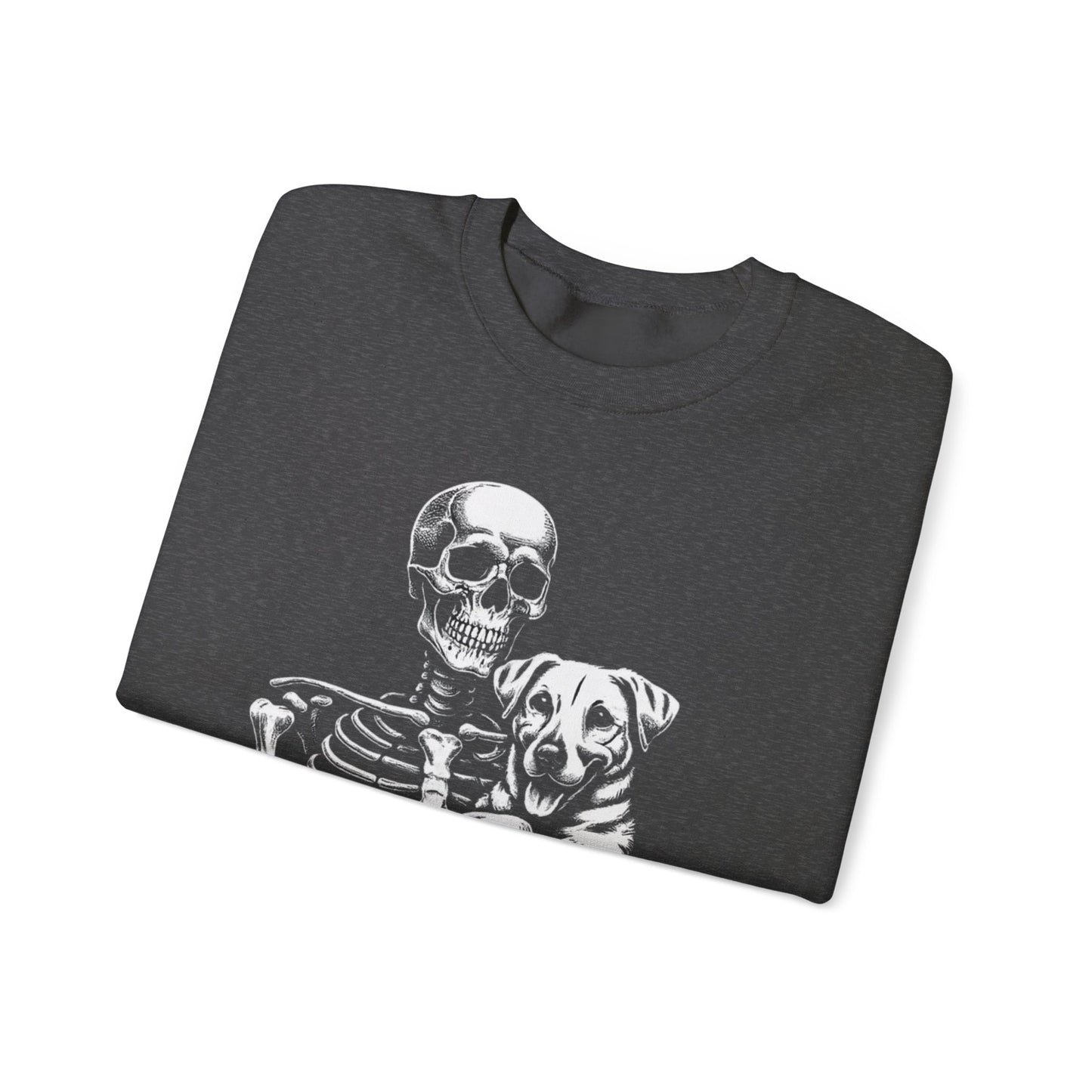 Skeleton and Dog Sweatshirt, Unisex Crewneck, Alternative Fashion, Pet Lovers Gift, Halloween Apparel, Cozy Everyday Wear