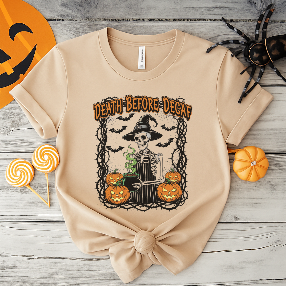 Death Before Decaf Skeleton Barista Shirt