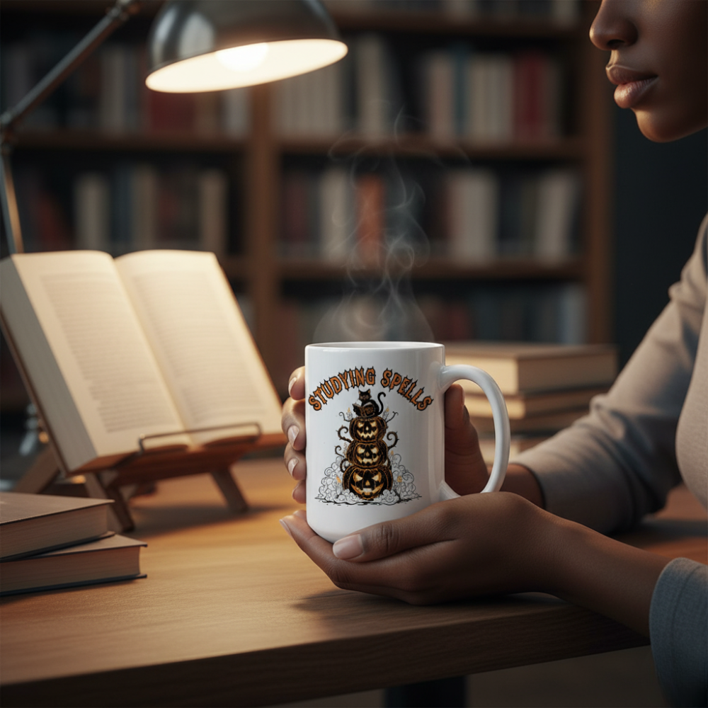 Studying Spells Pumpkin Stack Mug