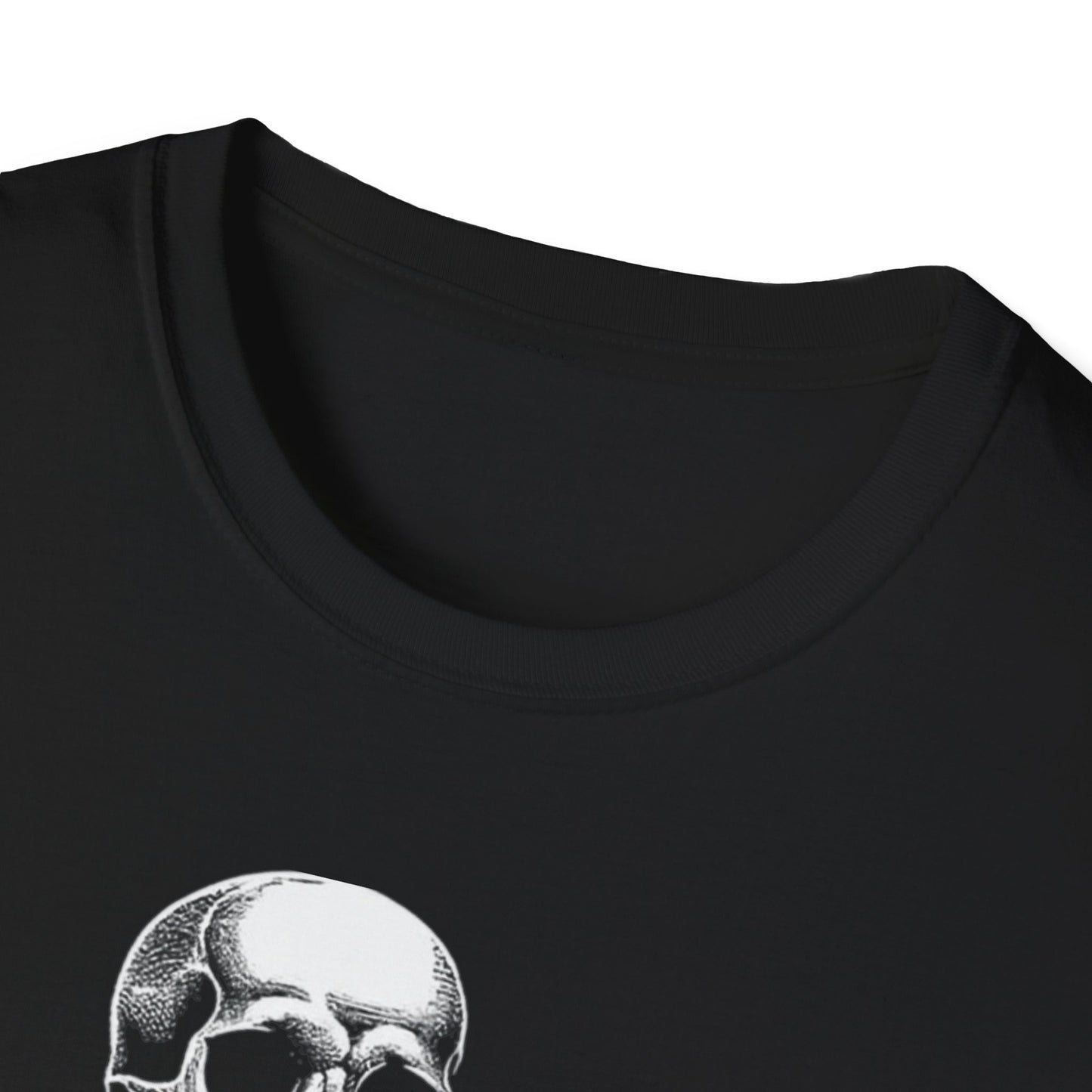 Skeleton and Dog Graphic Tee, Halloween T-Shirt, Pet Lover Gift, Unisex Softstyle Shirt, Casual Wear, Funny Pet Shirt