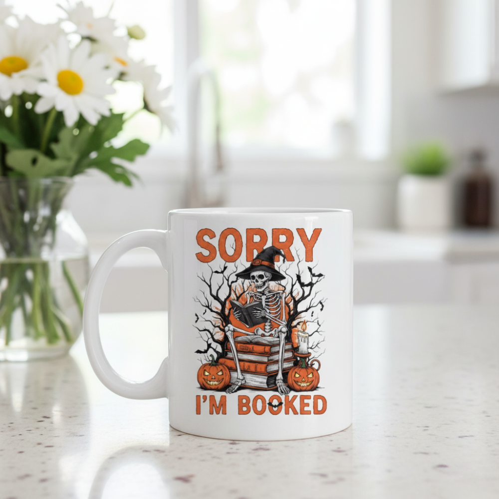 Sorry I'm Booked Halloween Mug