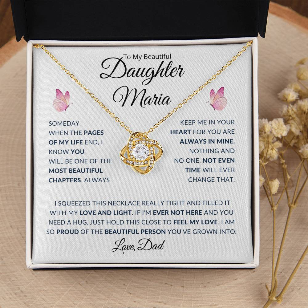 (TOP SELLER 🔥)Personalized To My Beautiful Daughter... | Love Knot Necklace