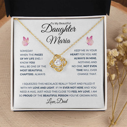 (TOP SELLER 🔥)Personalized To My Beautiful Daughter... | Love Knot Necklace