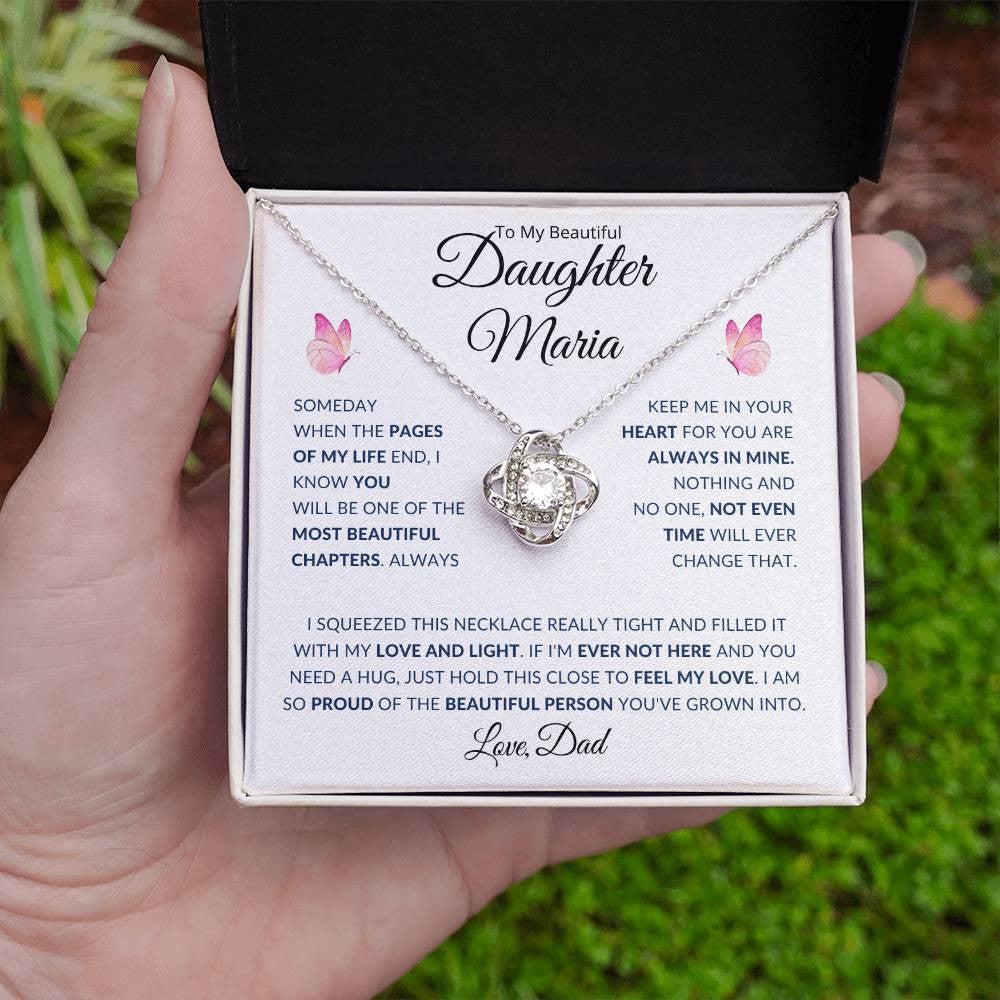 (TOP SELLER 🔥)Personalized To My Beautiful Daughter... | Love Knot Necklace