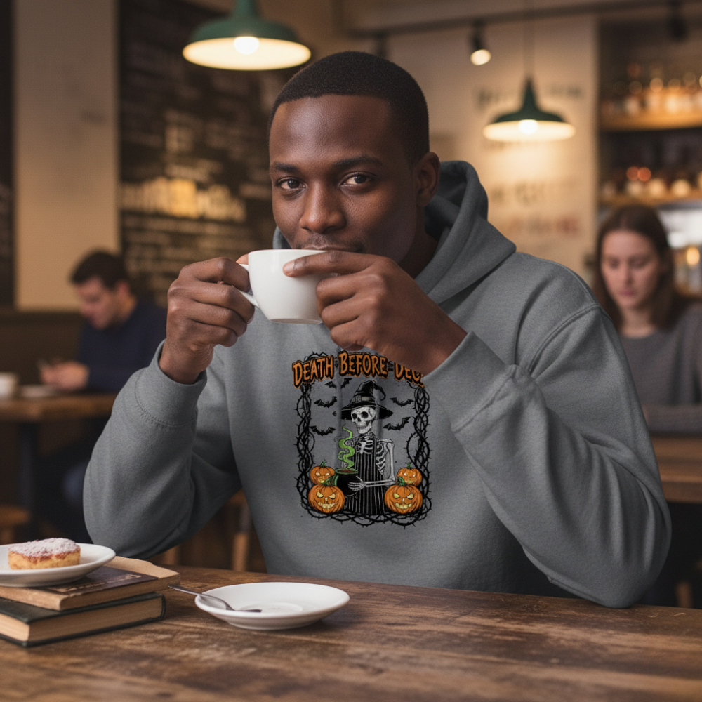 Death Before Decaf Skeleton Barista Shirt