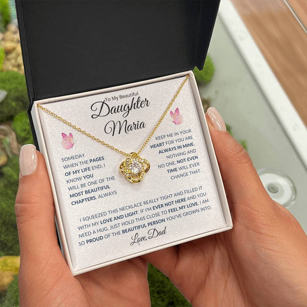 (TOP SELLER 🔥)Personalized To My Beautiful Daughter... | Love Knot Necklace