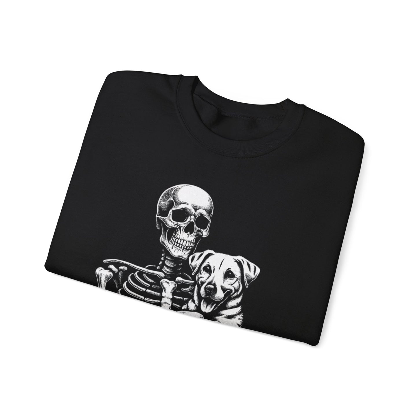 Skeleton and Dog Sweatshirt, Unisex Crewneck, Alternative Fashion, Pet Lovers Gift, Halloween Apparel, Cozy Everyday Wear