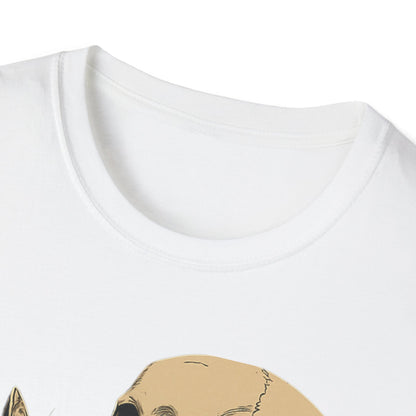 Skeleton and Cat Unisex T-Shirt, Cute Cat Lover Gift, Halloween Apparel, Cozy Casual Wear, Funny Gift for Pet Owners