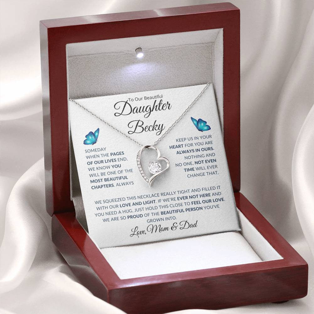 (TOP SELLER 🔥)Personalized To Our Beautiful Daughter...Forever Love Necklace