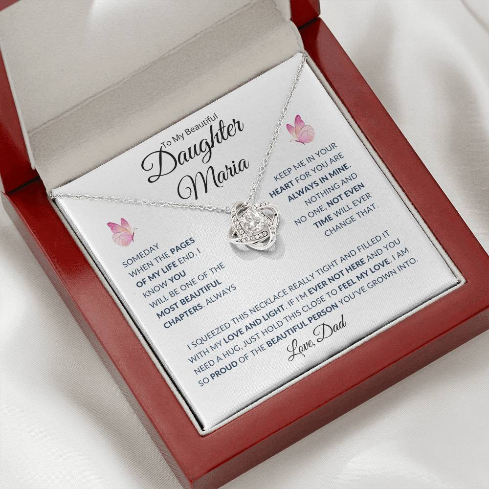 (TOP SELLER 🔥)Personalized To My Beautiful Daughter... | Love Knot Necklace