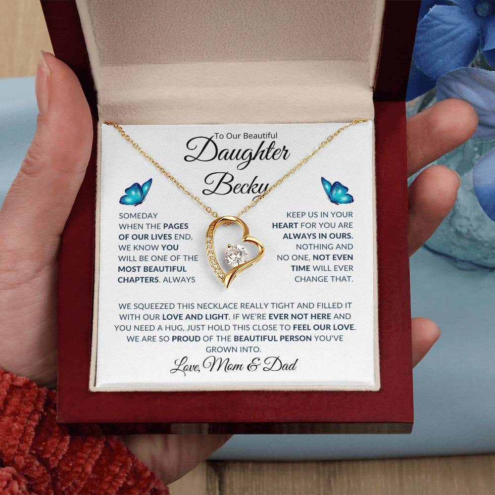 (TOP SELLER 🔥)Personalized To Our Beautiful Daughter...Forever Love Necklace