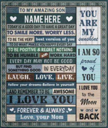 (TOP SELLER 🔥)Personalized Son Blanket | Love, Mom