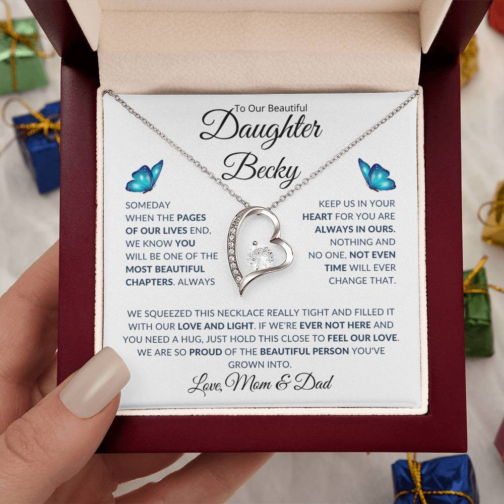 (TOP SELLER 🔥)Personalized To Our Beautiful Daughter...Forever Love Necklace