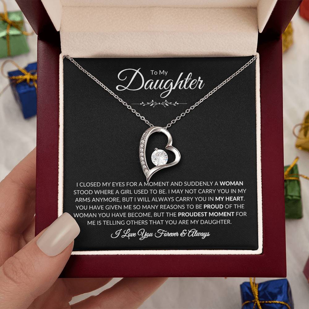 (TOP SELLER 🔥)To My Daughter | I Closed My Eyes - Black Card | Forever Love Necklace