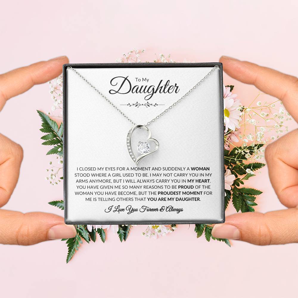(TOP SELLER 🔥)To My Daughter | I Closed My Eyes | Forever Love Necklace
