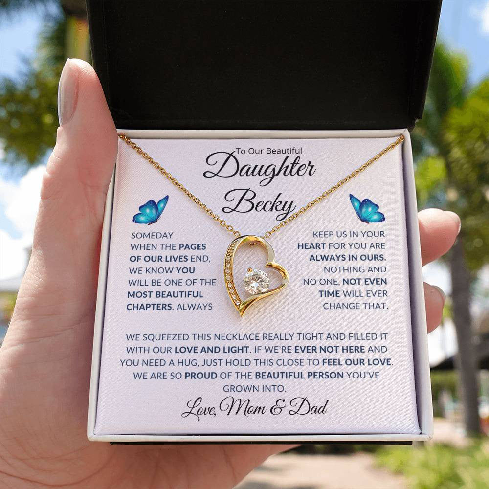 (TOP SELLER 🔥)Personalized To Our Beautiful Daughter...Forever Love Necklace