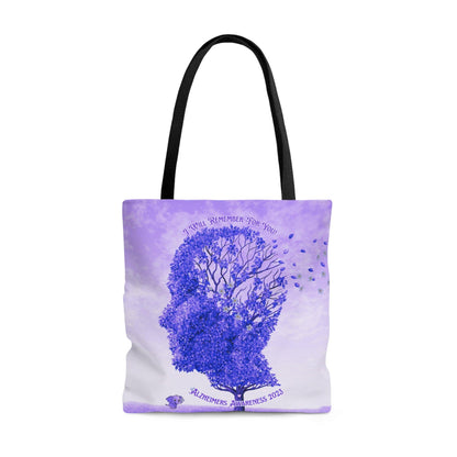 I Will Remember For You - Alzheimers Awareness Purple Head Tote Bag (AOP) - ALL4THEGIFTOFIT