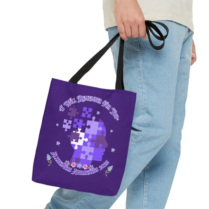 I Will Remember For You - Alzheimers Awareness Tote Bag Purple Puzzle (AOP) - ALL4THEGIFTOFIT