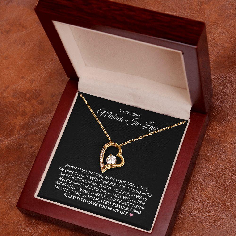 To The Best Mother-In-Law | Lucky and Blessed | Forever Love Necklace - Gift for Mother's Day, Wedding, Birthday, Holidays - ALL4THEGIFTOFIT