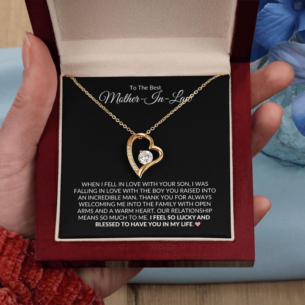 To The Best Mother-In-Law | Lucky and Blessed | Forever Love Necklace - Gift for Mother's Day, Wedding, Birthday, Holidays - ALL4THEGIFTOFIT