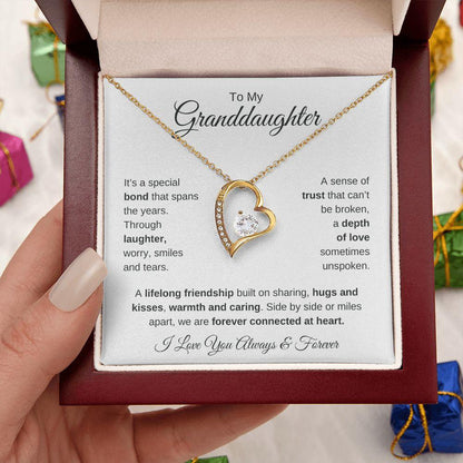 To My Granddaughter | Forever Connected at Heart | Forever Love Necklace - Gift for Birthday, Holidays, Just Because - ALL4THEGIFTOFIT