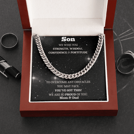 Son | We Are So Proud Of You | Mom & Dad | Cuban Link Chain - ALL4THEGIFTOFIT