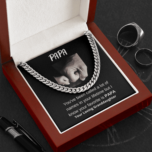 Papa | Your Loving Grand Daughter | Cuban Chain - ALL4THEGIFTOFIT