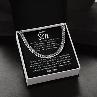 To My Son (Black Card) | Reach for the Stars | Love, Mom (Cuban Link Chain) - ALL4THEGIFTOFIT