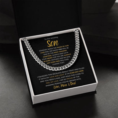 To Our Amazing Son | You are Always in Our Heart - Love Mom & Dad | Cuban Link Chain - ALL4THEGIFTOFIT