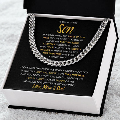 To Our Amazing Son | You are Always in Our Heart - Love Mom & Dad | Cuban Link Chain - ALL4THEGIFTOFIT