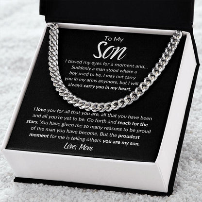 To My Son (Black Card) | Reach for the Stars | Love, Mom (Cuban Link Chain) - ALL4THEGIFTOFIT