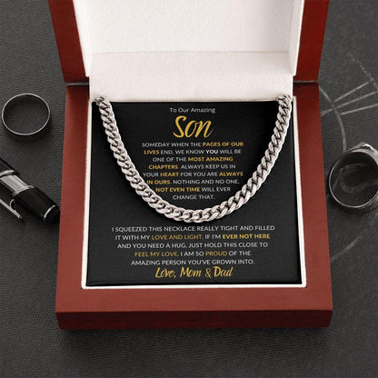 To Our Amazing Son | You are Always in Our Heart - Love Mom & Dad | Cuban Link Chain - ALL4THEGIFTOFIT