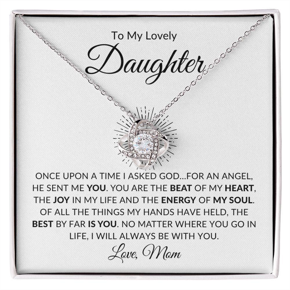 To My Lovely Daughter | You Are My Angel - Mom | Love Knot Necklace - ALL4THEGIFTOFIT