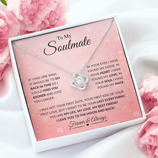 To My Soulmate | Love You To The Moon & Back | Love Knot Necklace - Gift for Wife, Fiance, Girlfriend - ALL4THEGIFTOFIT