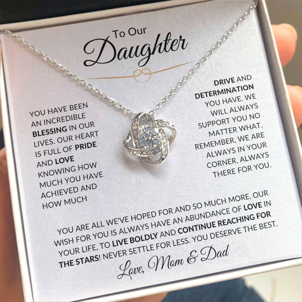 To Our Daughter | All We've Hoped For | Love, Mom & Dad | Love Knot Necklace - ALL4THEGIFTOFIT