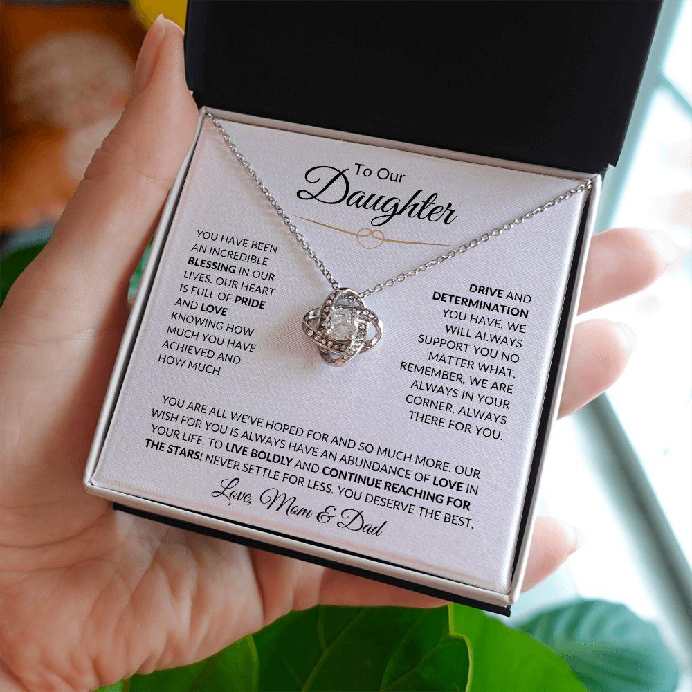 To Our Daughter | All We've Hoped For | Love, Mom & Dad | Love Knot Necklace - ALL4THEGIFTOFIT