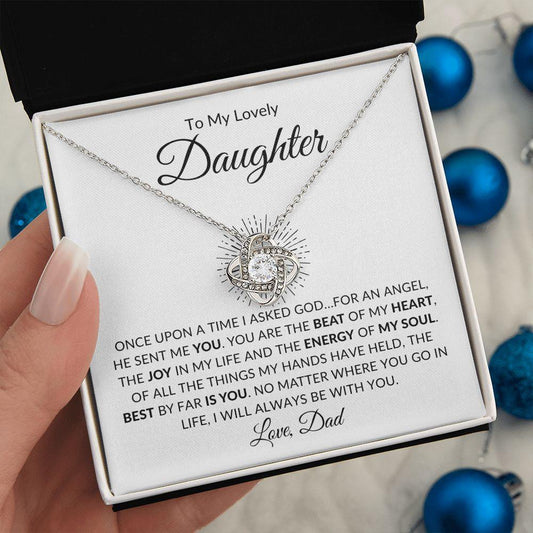 To My Lovely Daughter | You Are My Angel - Dad | Love Knot Necklace - ALL4THEGIFTOFIT