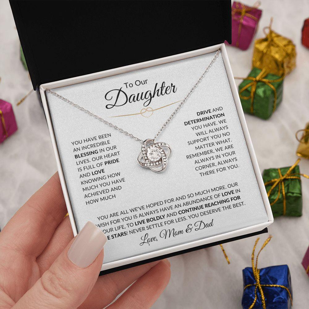 To Our Daughter | All We've Hoped For | Love, Mom & Dad | Love Knot Necklace - ALL4THEGIFTOFIT