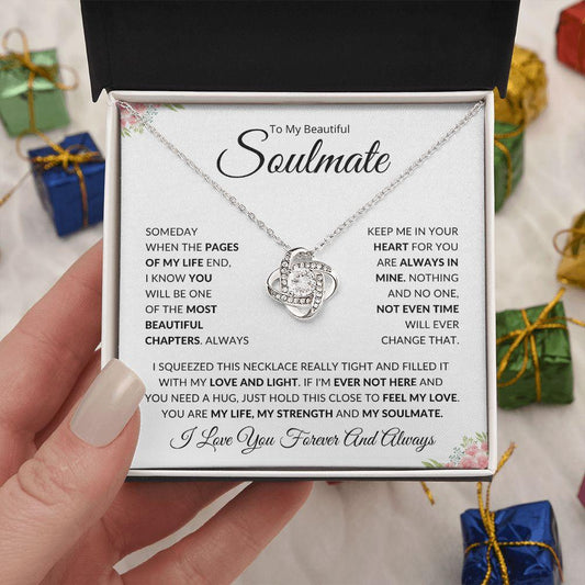 To My Beautiful Soulmate | Always in My Heart | Love Knot Necklace - Gift for Wife, Fiancée, Girlfriend - ALL4THEGIFTOFIT