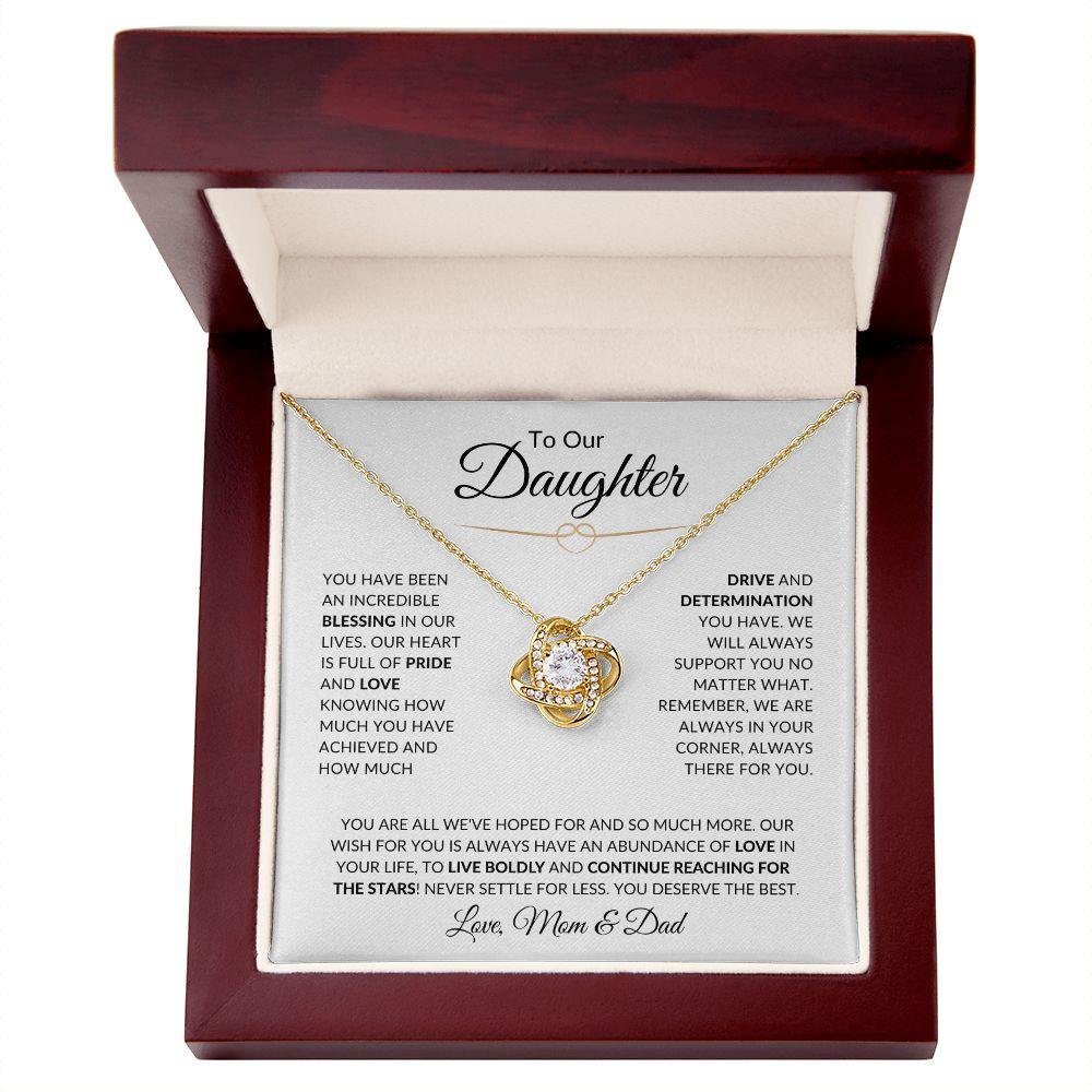To Our Daughter | All We've Hoped For | Love, Mom & Dad | Love Knot Necklace - ALL4THEGIFTOFIT