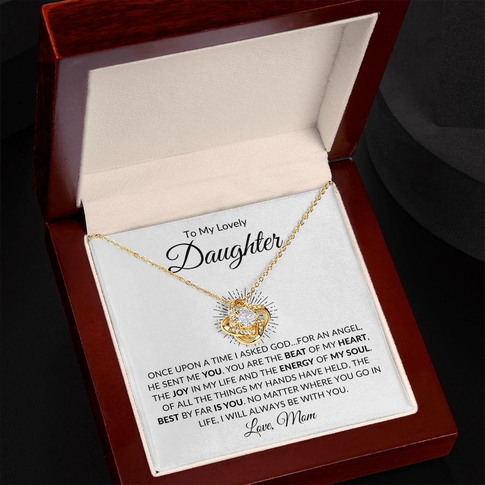 To My Lovely Daughter | You Are My Angel - Mom | Love Knot Necklace - ALL4THEGIFTOFIT