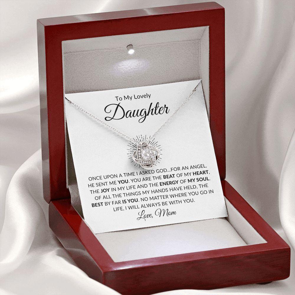 To My Lovely Daughter | You Are My Angel - Mom | Love Knot Necklace - ALL4THEGIFTOFIT
