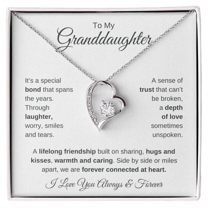 To My Granddaughter | Forever Connected at Heart | Forever Love Necklace - Gift for Birthday, Holidays, Just Because - ALL4THEGIFTOFIT