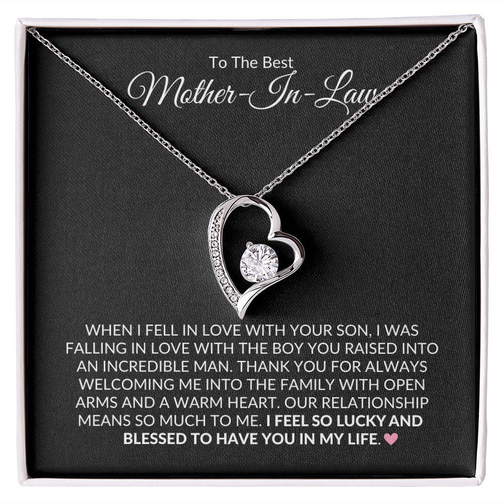 To The Best Mother-In-Law | Lucky and Blessed | Forever Love Necklace - Gift for Mother's Day, Wedding, Birthday, Holidays - ALL4THEGIFTOFIT