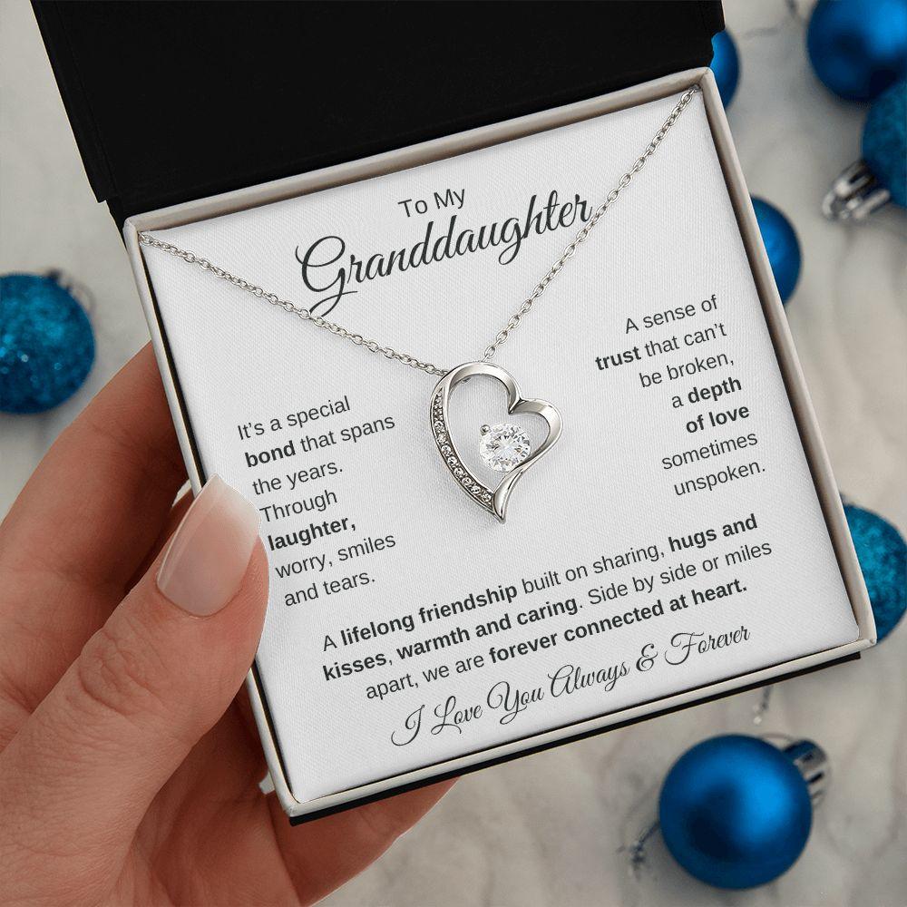 To My Granddaughter | Forever Connected at Heart | Forever Love Necklace - Gift for Birthday, Holidays, Just Because - ALL4THEGIFTOFIT