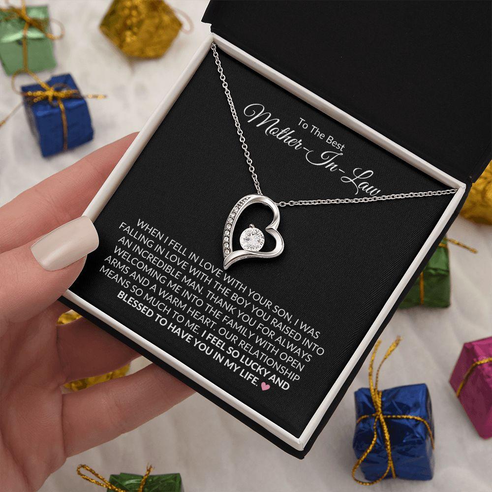 To The Best Mother-In-Law | Lucky and Blessed | Forever Love Necklace - Gift for Mother's Day, Wedding, Birthday, Holidays - ALL4THEGIFTOFIT